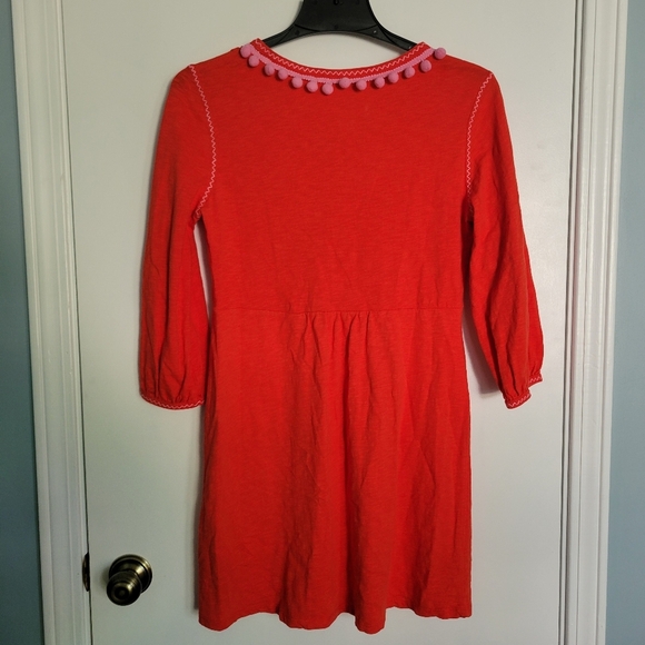 Boden Carina Womens 6 Mini Shirt Dress Red Pink Pom Pom Boho Festival Cotton - Picture 8 of 11